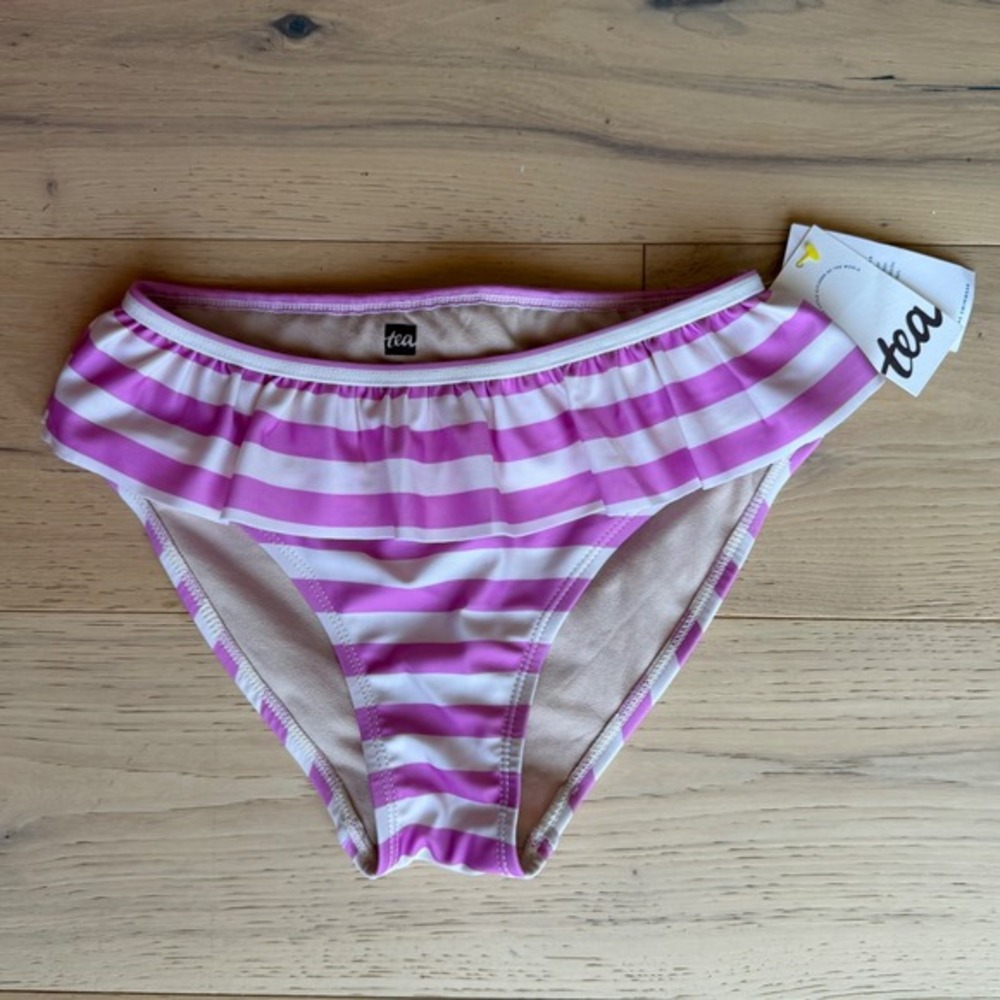 Tea Collection - Purple/White Striped Ruffle Bikini Bottom - Girls Size 12 - NWT